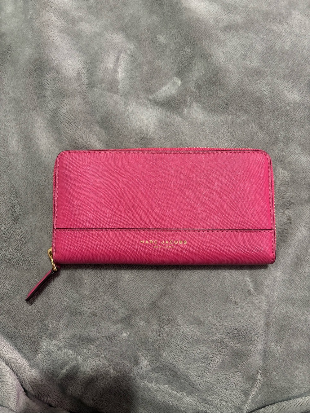 Marc Jacobs Fuchsia Saffiano Zip-Around Wallet